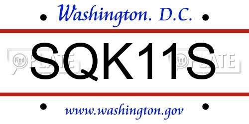 SQK11S District Of Columbia License Plate