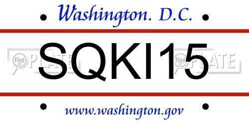 SQKI15 District Of Columbia License Plate