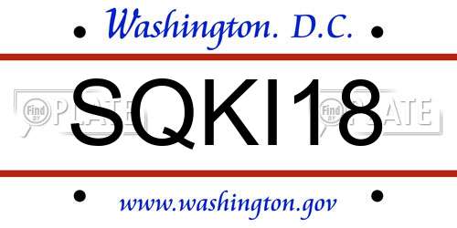 SQKI18 District Of Columbia License Plate