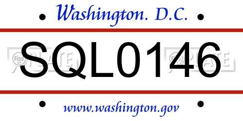 SQL0146 District Of Columbia License Plate