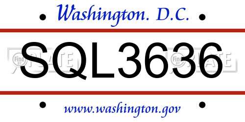SQL3636 District Of Columbia License Plate