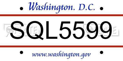 SQL5599 District Of Columbia License Plate