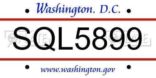 SQL5899 District Of Columbia License Plate