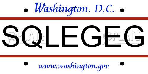 SQLEGEG District Of Columbia License Plate
