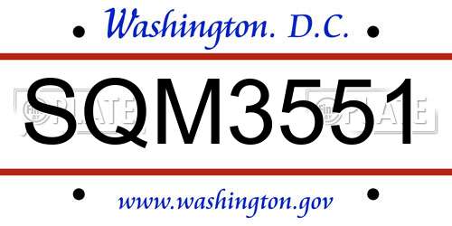 SQM3551 District Of Columbia License Plate