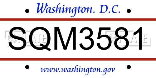 SQM3581 District Of Columbia License Plate