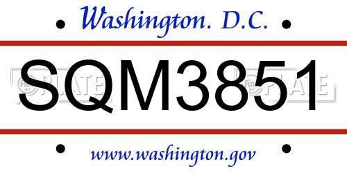 SQM3851 District Of Columbia License Plate