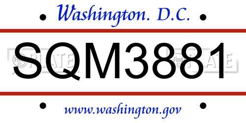 SQM3881 District Of Columbia License Plate