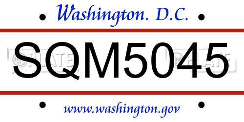 SQM5045 District Of Columbia License Plate