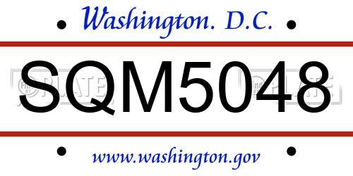 SQM5048 District Of Columbia License Plate