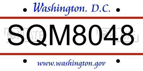 SQM8048 District Of Columbia License Plate