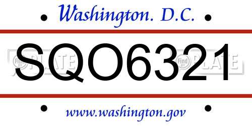 SQO6321 District Of Columbia License Plate