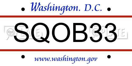 SQOB33 District Of Columbia License Plate