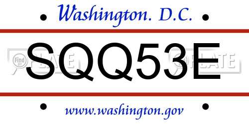 SQQ53E District Of Columbia License Plate