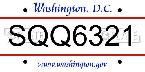 SQQ6321 District Of Columbia License Plate