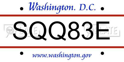 SQQ83E District Of Columbia License Plate