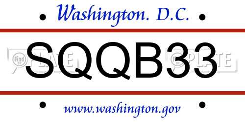 SQQB33 District Of Columbia License Plate