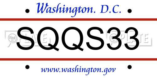 SQQS33 District Of Columbia License Plate