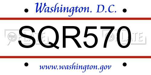 SQR570 District Of Columbia License Plate