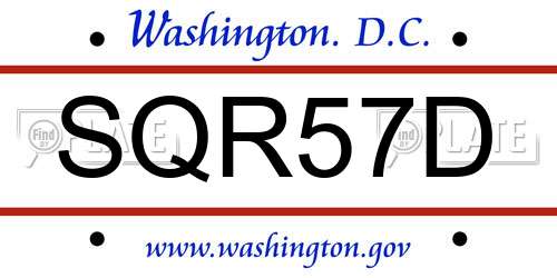 SQR57D District Of Columbia License Plate