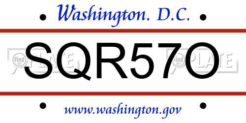 SQR57O District Of Columbia License Plate