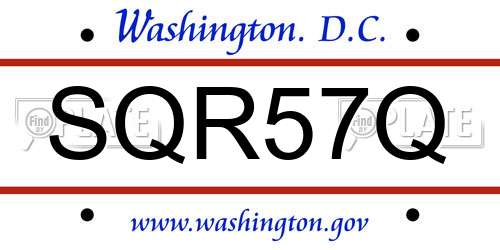 SQR57Q District Of Columbia License Plate