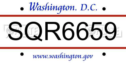 SQR6659 District Of Columbia License Plate
