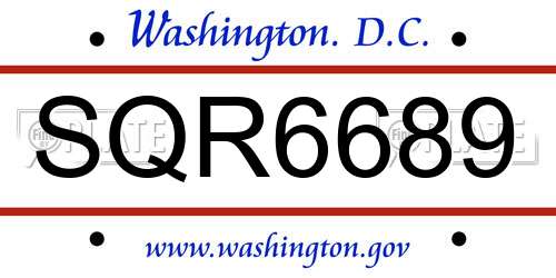 SQR6689 District Of Columbia License Plate