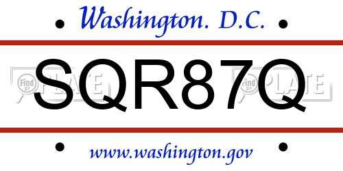 SQR87Q District Of Columbia License Plate