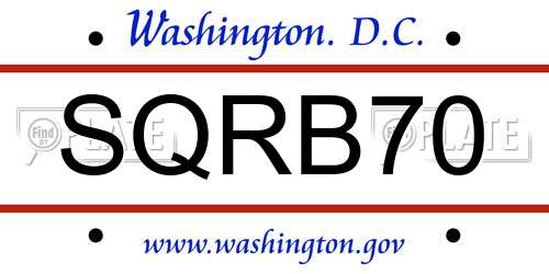 SQRB70 District Of Columbia License Plate