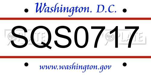 SQS0717 District Of Columbia License Plate