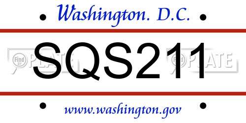 SQS211 District Of Columbia License Plate