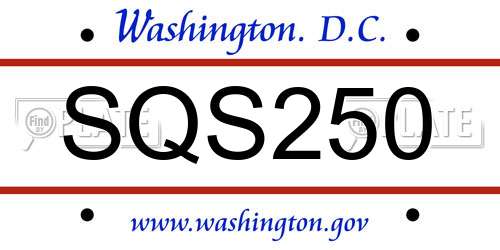SQS250 District Of Columbia License Plate