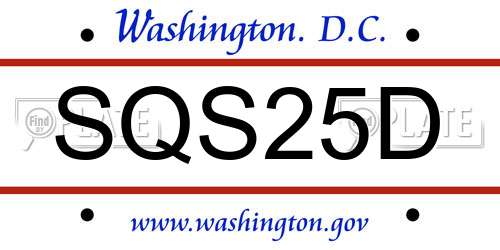 SQS25D District Of Columbia License Plate