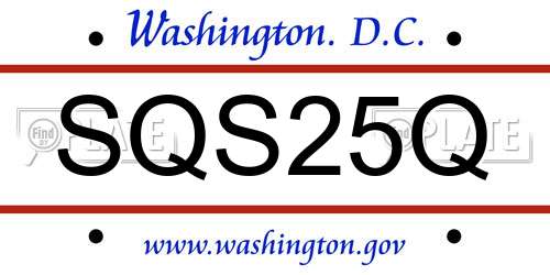 SQS25Q District Of Columbia License Plate