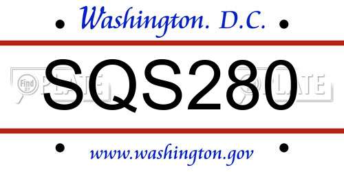 SQS280 District Of Columbia License Plate