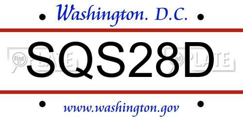 SQS28D District Of Columbia License Plate