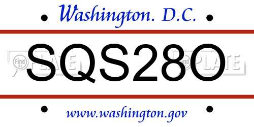 SQS28O District Of Columbia License Plate