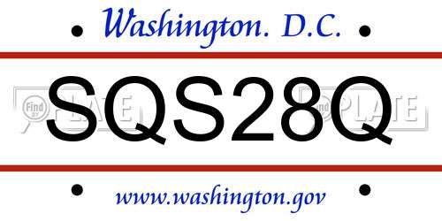 SQS28Q District Of Columbia License Plate