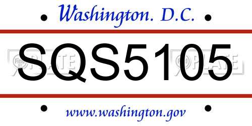 SQS5105 District Of Columbia License Plate