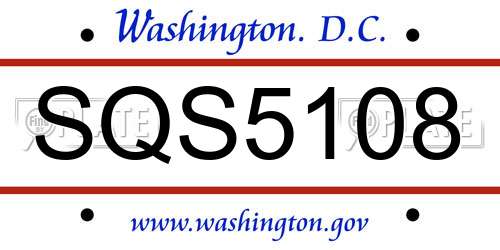 SQS5108 District Of Columbia License Plate