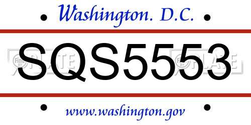 SQS5553 District Of Columbia License Plate