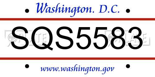 SQS5583 District Of Columbia License Plate