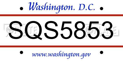 SQS5853 District Of Columbia License Plate