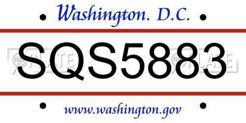SQS5883 District Of Columbia License Plate