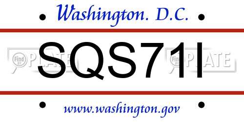 SQS71I District Of Columbia License Plate