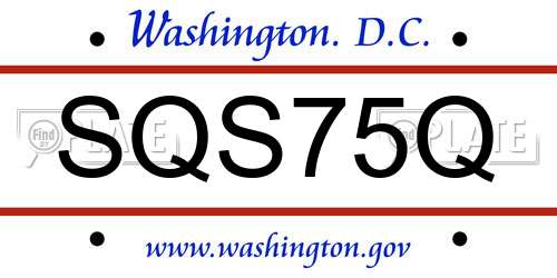 SQS75Q District Of Columbia License Plate