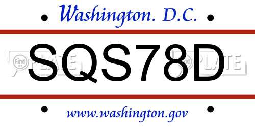 SQS78D District Of Columbia License Plate