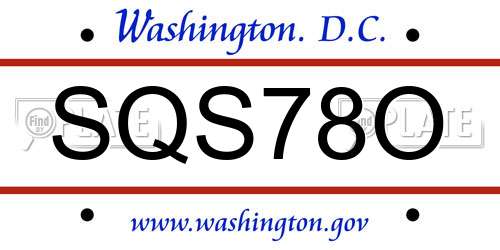 SQS78O District Of Columbia License Plate