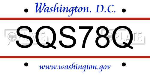 SQS78Q District Of Columbia License Plate